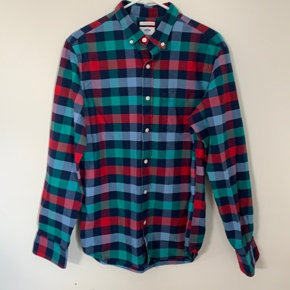 🆕 OLD NAVY SLIM FIT COUPE PLAID LONG SLEEVE MEN SIZE M - Picture 1 of 7